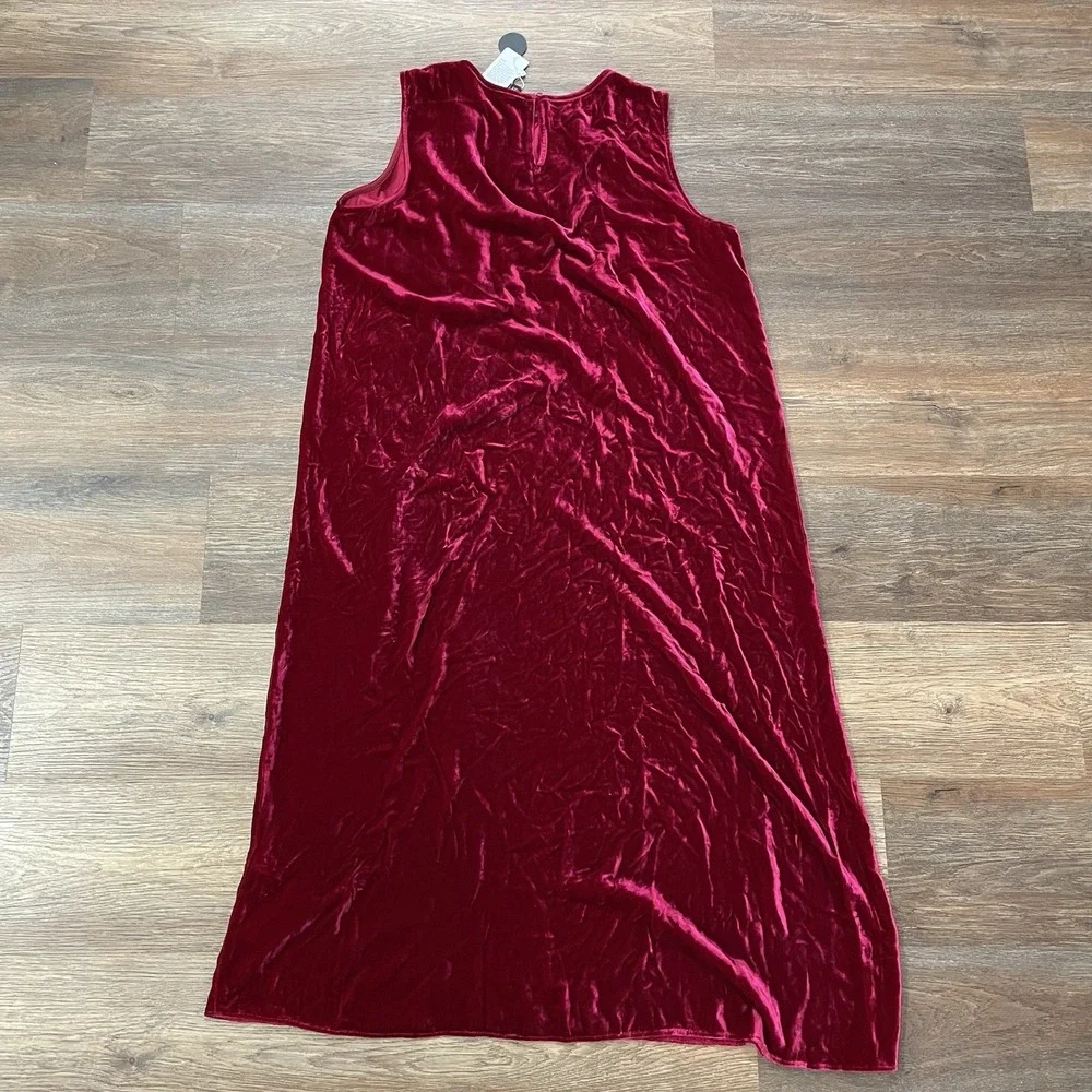 NWT Eileen Fisher Red Velvet Dress Women Sz M Formal Fancy Holiday